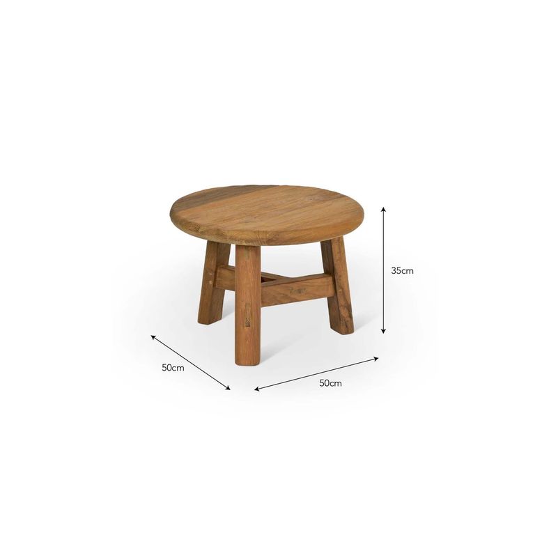 Hawthorne Outdoor Round Coffee Table Small Natural Teak Wood