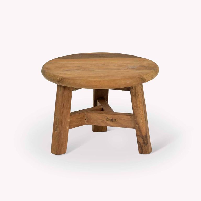 Hawthorne Outdoor Round Coffee Table Small Natural Teak Wood