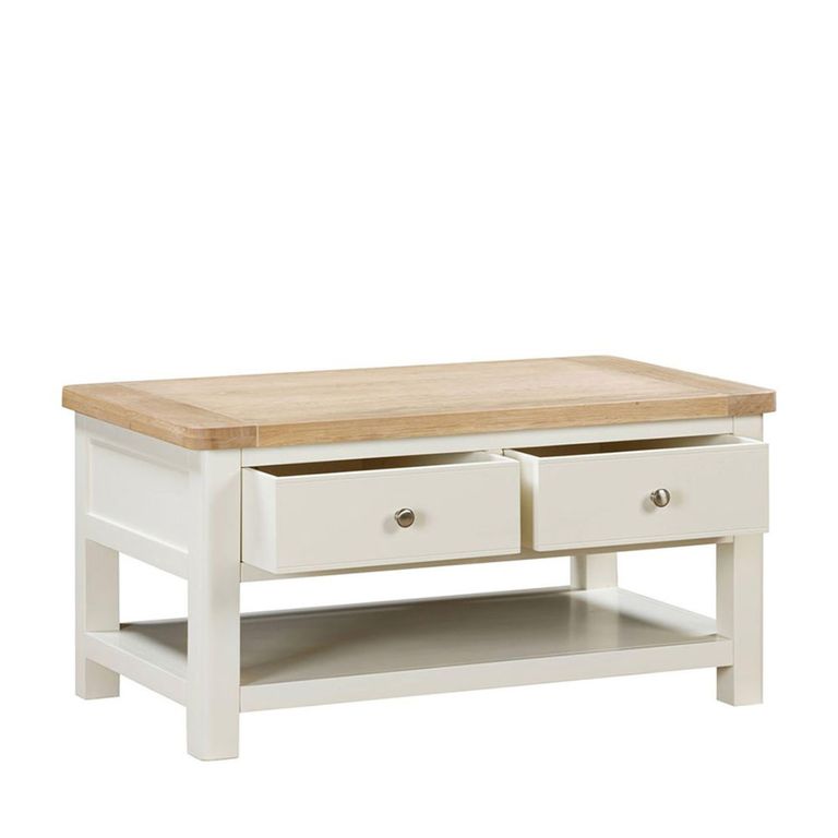 Hayley Coffee Table - 2 Drawer - Oak and White