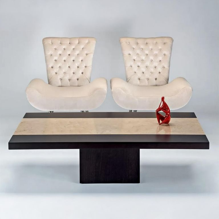 Hermes Coffee Table - Marble with Wooden Base - Variation Available