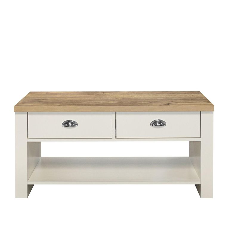 Highgate Coffee Table - 2 Drawer - Cream Painted