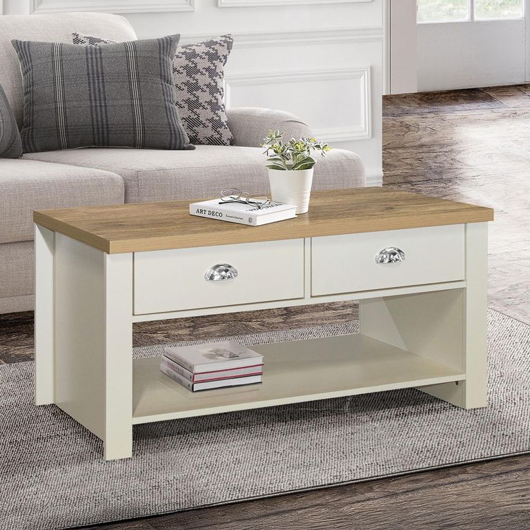Highgate Coffee Table - 2 Drawer - Cream Painted