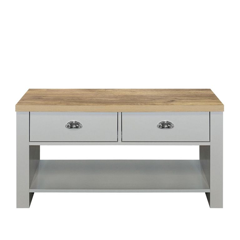 Highgate Coffee Table - 2 Drawer - Grey Painted