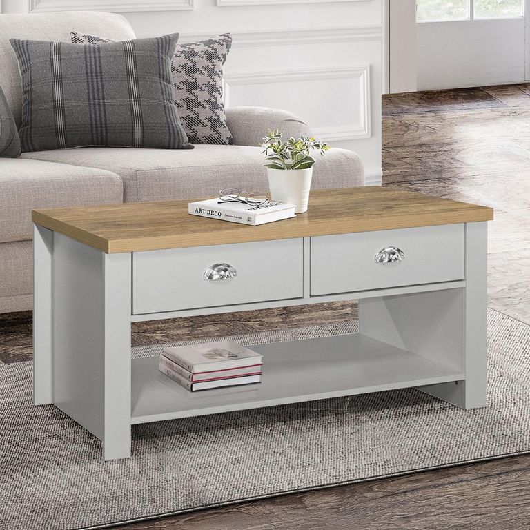 Highgate Coffee Table - 2 Drawer - Grey Painted