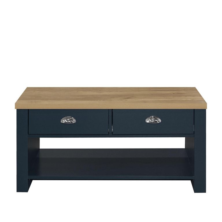 Highgate Coffee Table - 2 Drawer - Navy Blue Painted