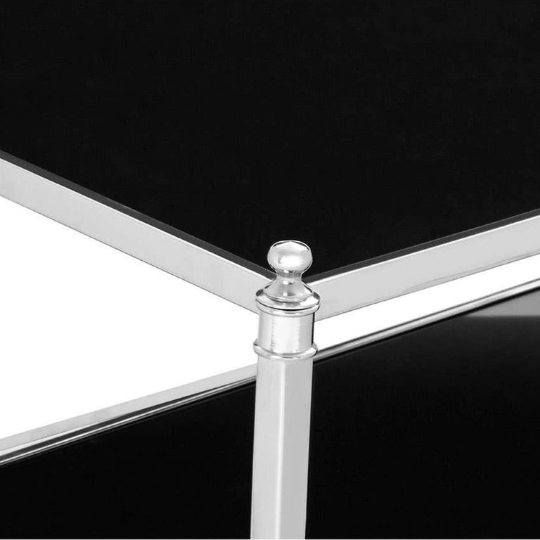 Hoffmann Coffee Table - Black Glass with Silver Metal