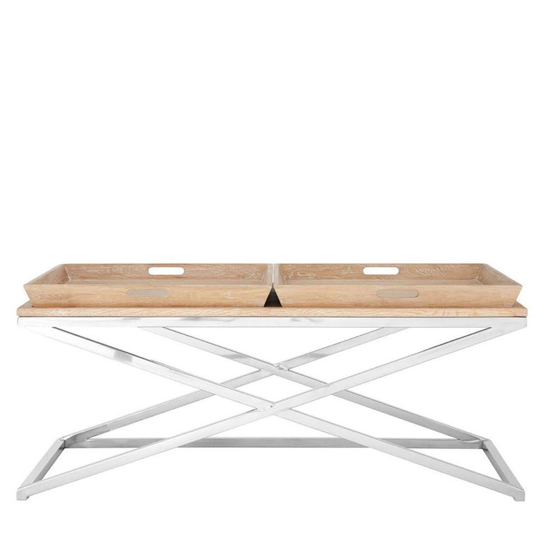 Holland Coffee Table - Oak and Silver Metal