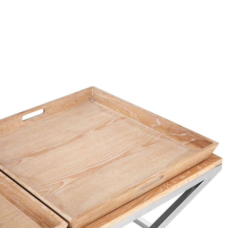 Holland Coffee Table - Oak and Silver Metal