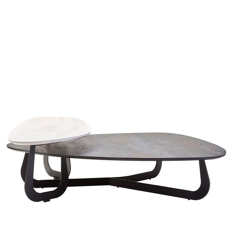 Imperia Coffee Table - 2 Tier - Triangular - Large - Grey Ceramic