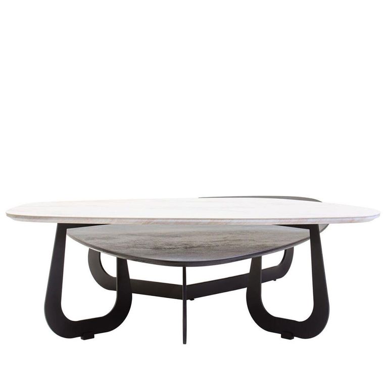 Imperia Coffee Table - 2 Tier - Triangular - Large - Grey Ceramic