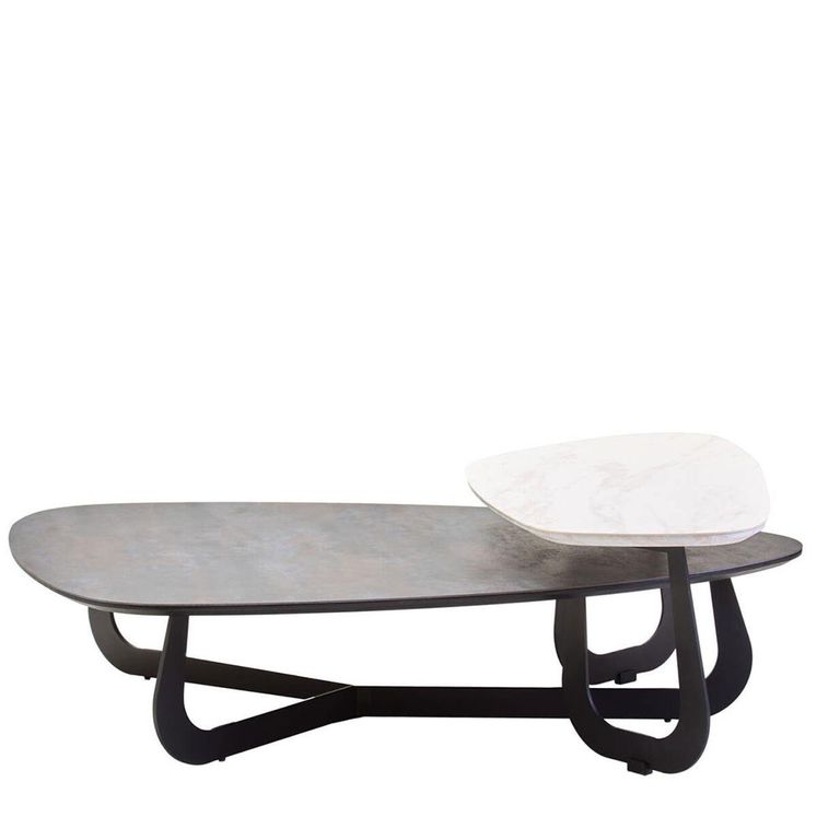 Imperia Coffee Table - 2 Tier - Triangular - Large - Grey Ceramic