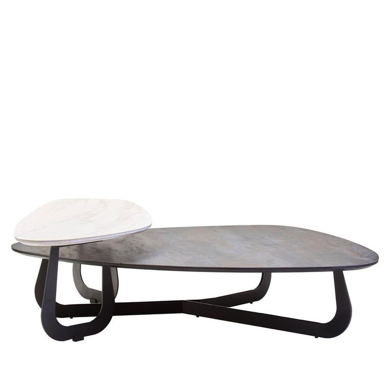Imperia Coffee Table - 2 Tier - Triangular - Large - Grey Ceramic