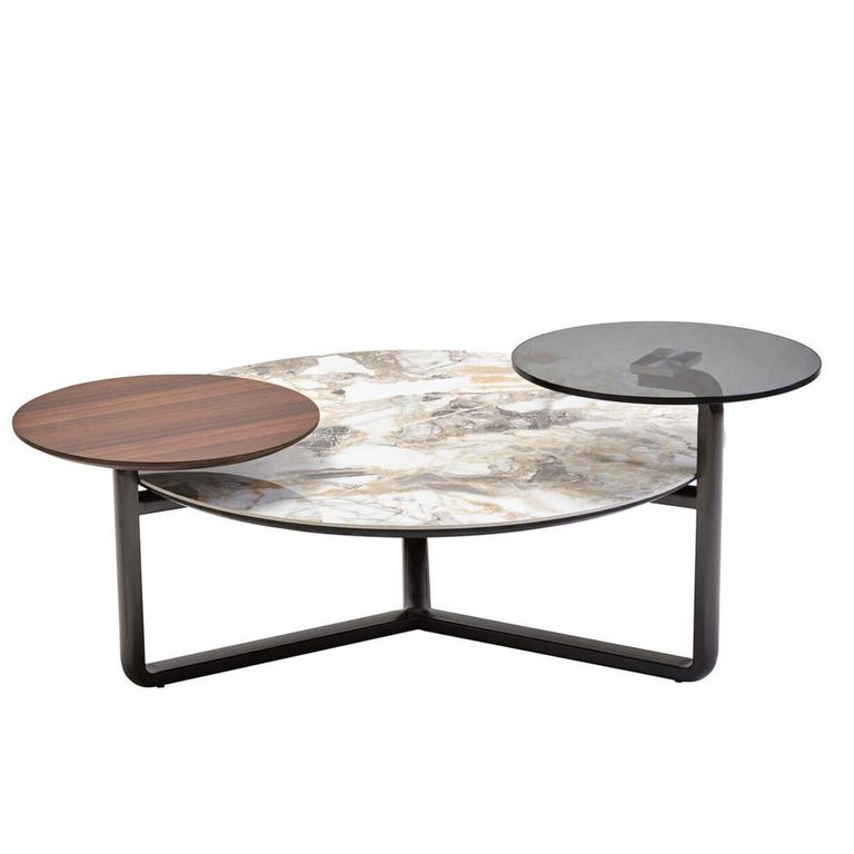 Imperia Coffee Table - 3 Tier - Round - Grey Ceramic