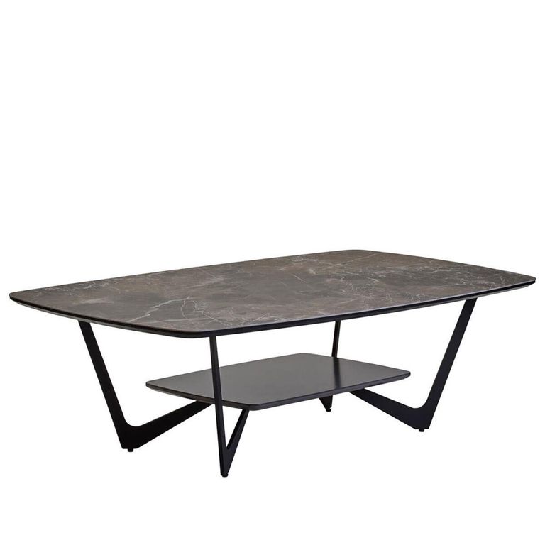 Imperia Coffee Table - Grey Ceramic - with Shelf