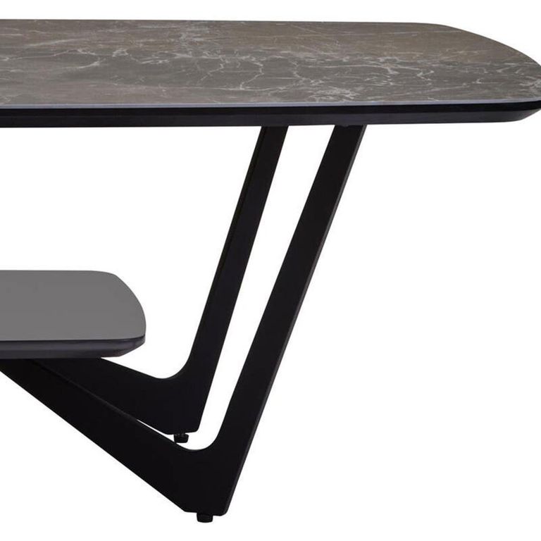 Imperia Coffee Table - Grey Ceramic - with Shelf