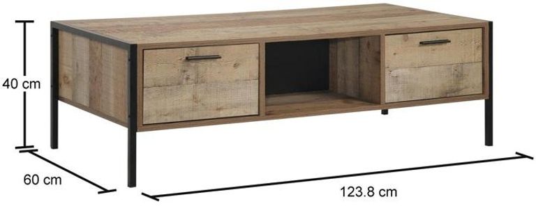 Industrial Rustic Oak Effect Coffee Table