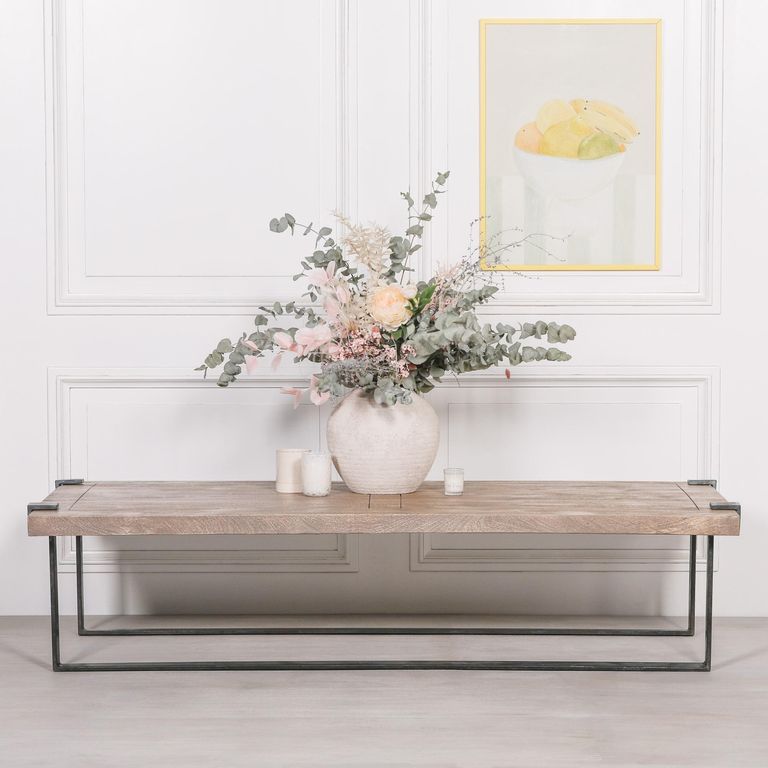 Industrial Style Mango Wood and Metal Coffee Table - Large