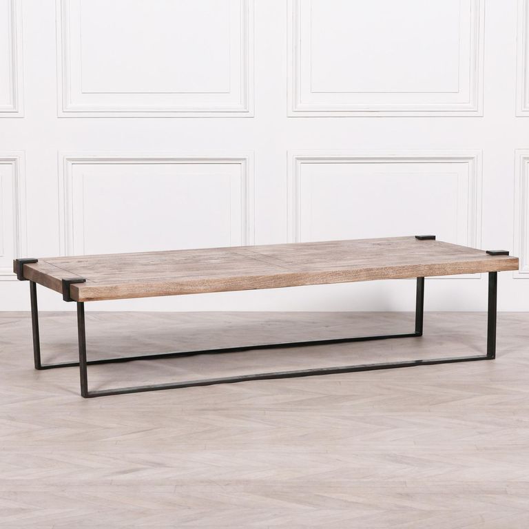 Industrial Style Mango Wood and Metal Coffee Table - Large