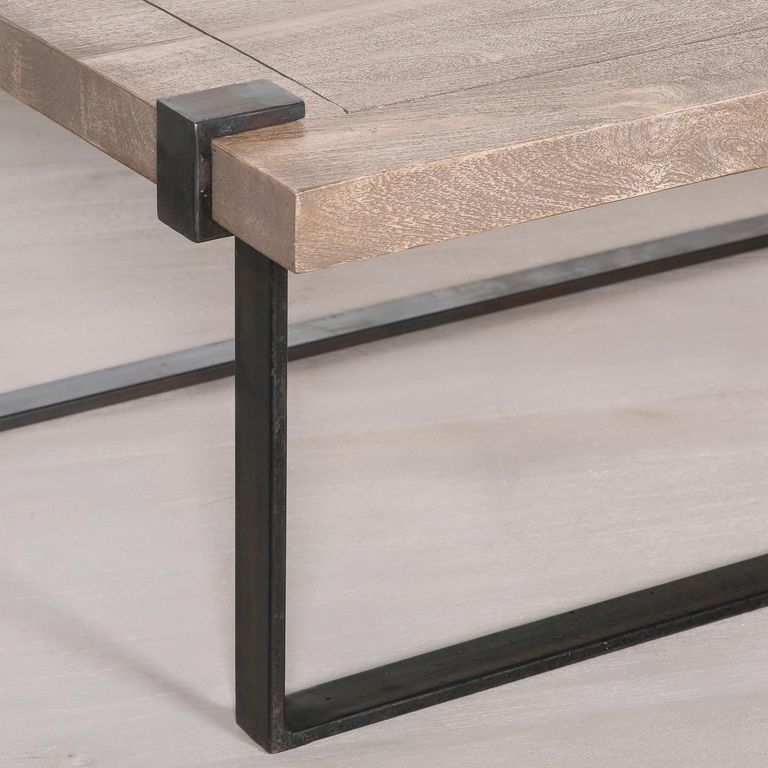 Industrial Style Mango Wood and Metal Coffee Table - Large