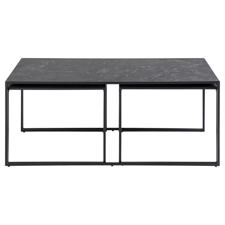 Infinity Coffee Table - Black Marble Effect - Set of 3