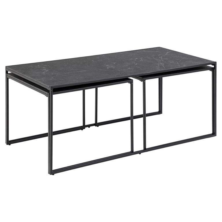Infinity Coffee Table - Black Marble Effect - Set of 3