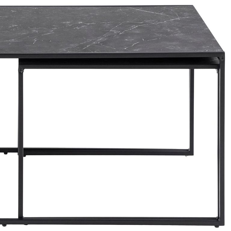 Infinity Coffee Table - Black Marble Effect - Set of 3
