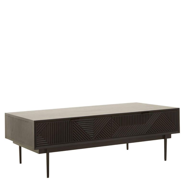 Jakara Coffee Table - 2 Drawer - Black Wood