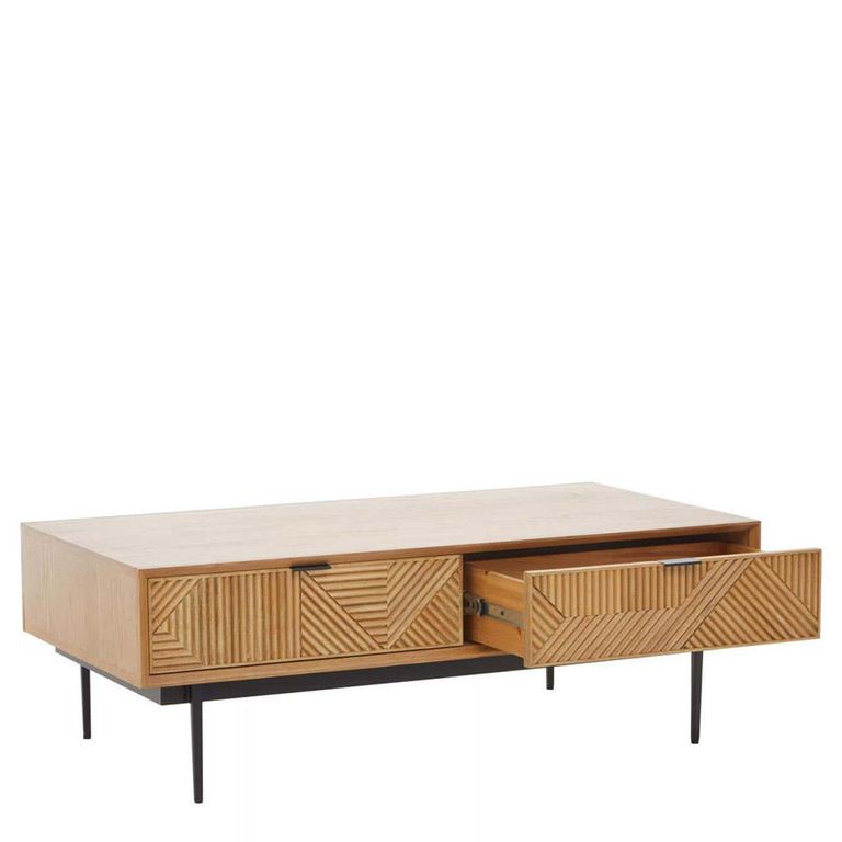 Jakara Coffee Table - 2 Drawer - Natural Wood