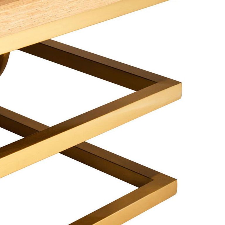 Jana Coffee Table - Square - Oak and Gold Metal