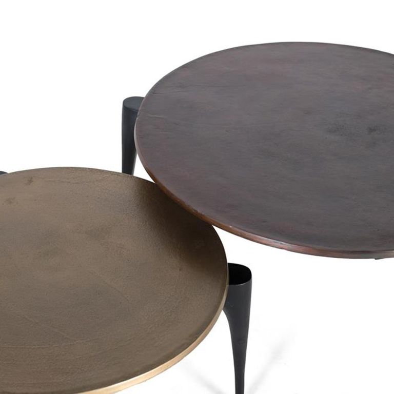 Kaboni Coffee Table - Bronze and Gold Metal - Round - Set of 2