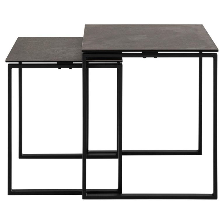 Katrine Coffee Table - Square - Black Ceramic - Set of 2