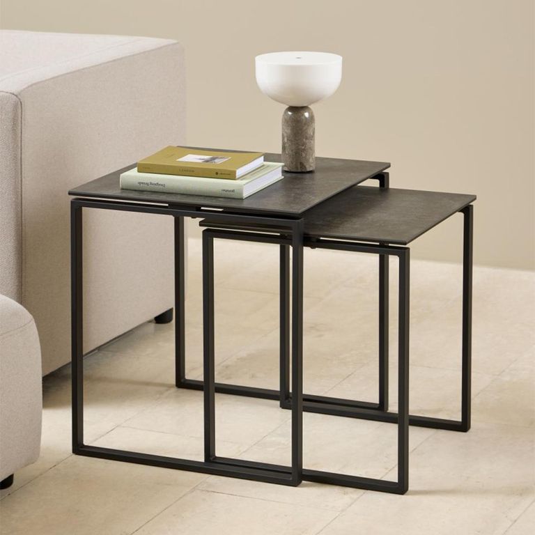 Katrine Coffee Table - Square - Black Ceramic - Set of 2