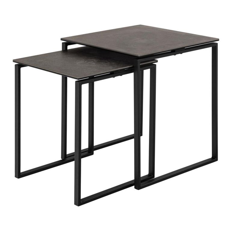 Katrine Coffee Table - Square - Black Ceramic - Set of 2