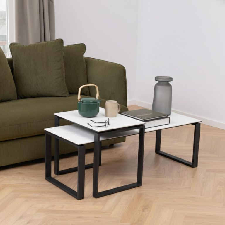 Katrine Coffee Table - White Ceramic - Set of 2