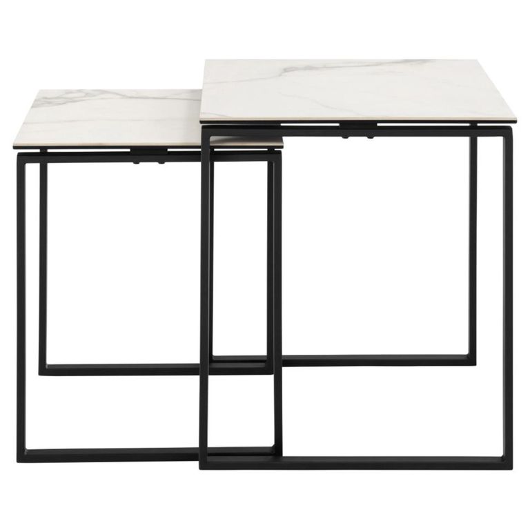 Katrine Coffee Table - Square - White Ceramic - Set of 2