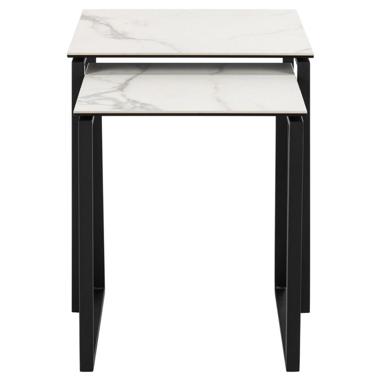 Katrine Coffee Table - Square - White Ceramic - Set of 2