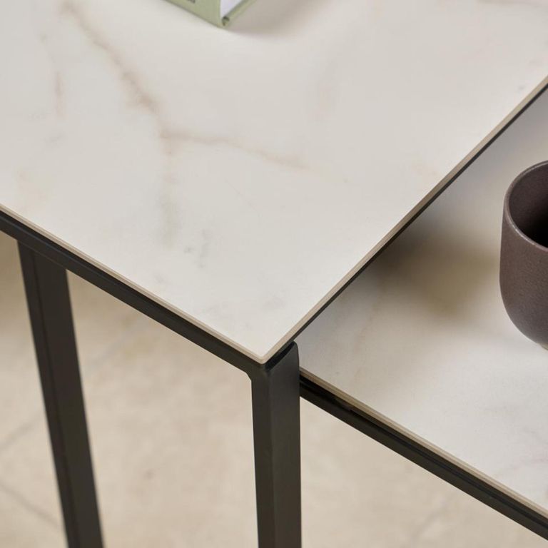 Katrine Coffee Table - Square - White Ceramic - Set of 2