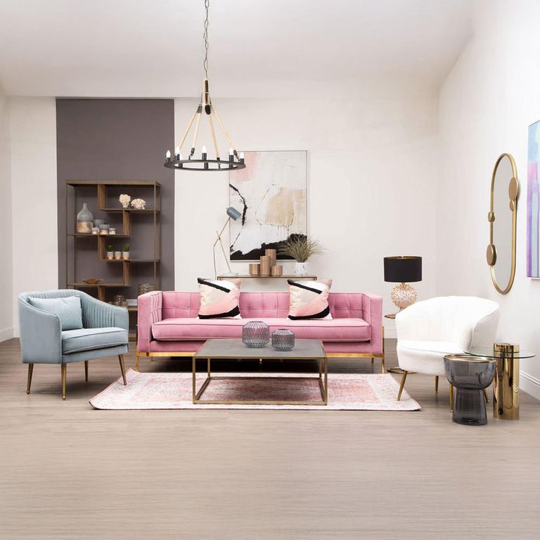 Kempton Coffee Table - Square - Grey Faux Shagreen with Gold Metal