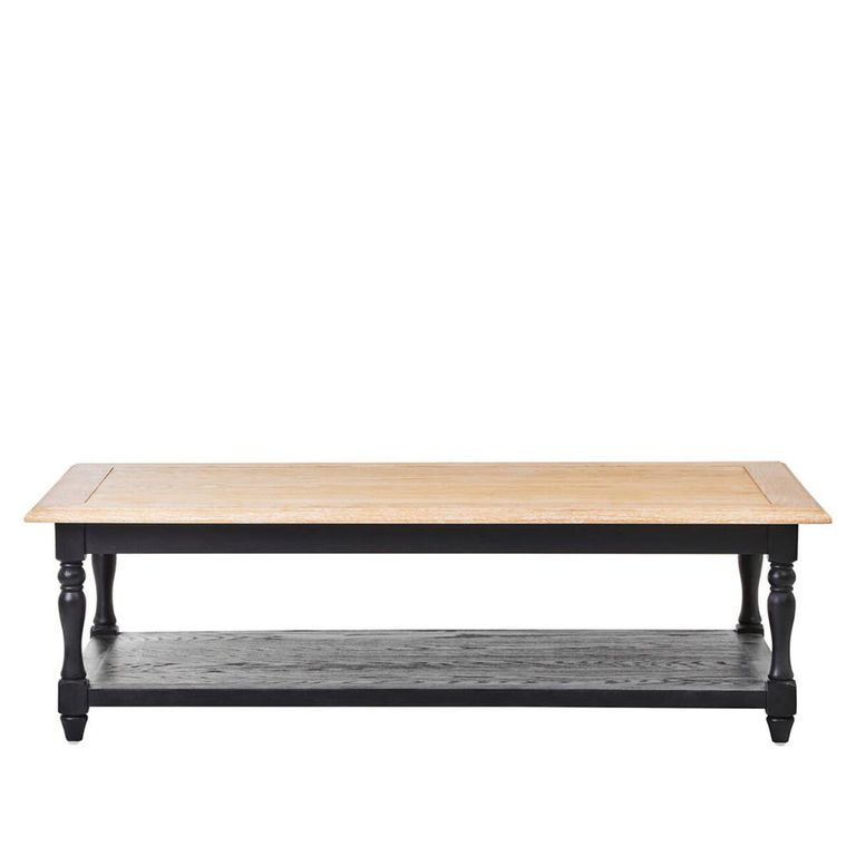 Kensington Townhouse Coffee Table - Antique Oak and Black with Shelf