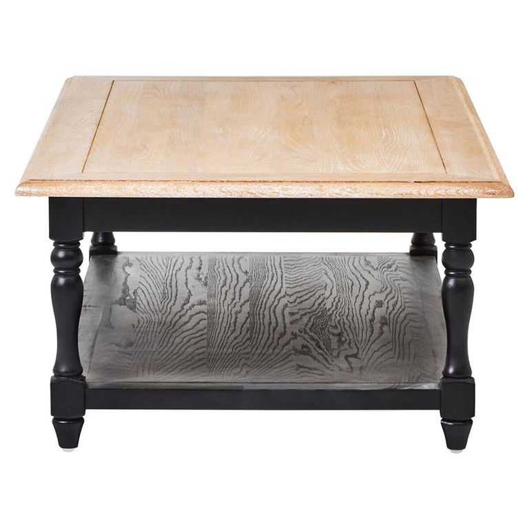 Kensington Townhouse Coffee Table - Antique Oak and Black with Shelf