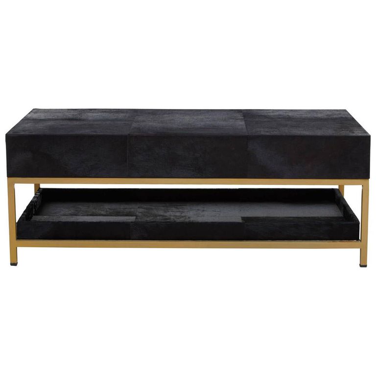 Kensington Townhouse Coffee Table - 1 Drawer - Black Faux Fur