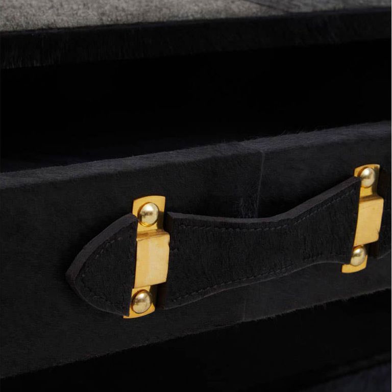 Kensington Townhouse Coffee Table - 1 Drawer - Black Faux Fur