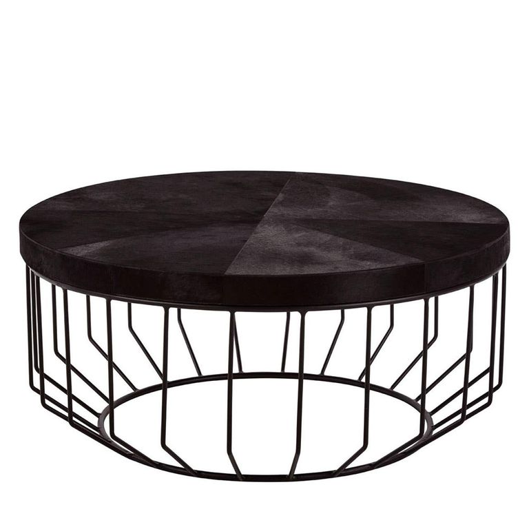 Kensington Townhouse Coffee Table - Round - Black Faux Fur