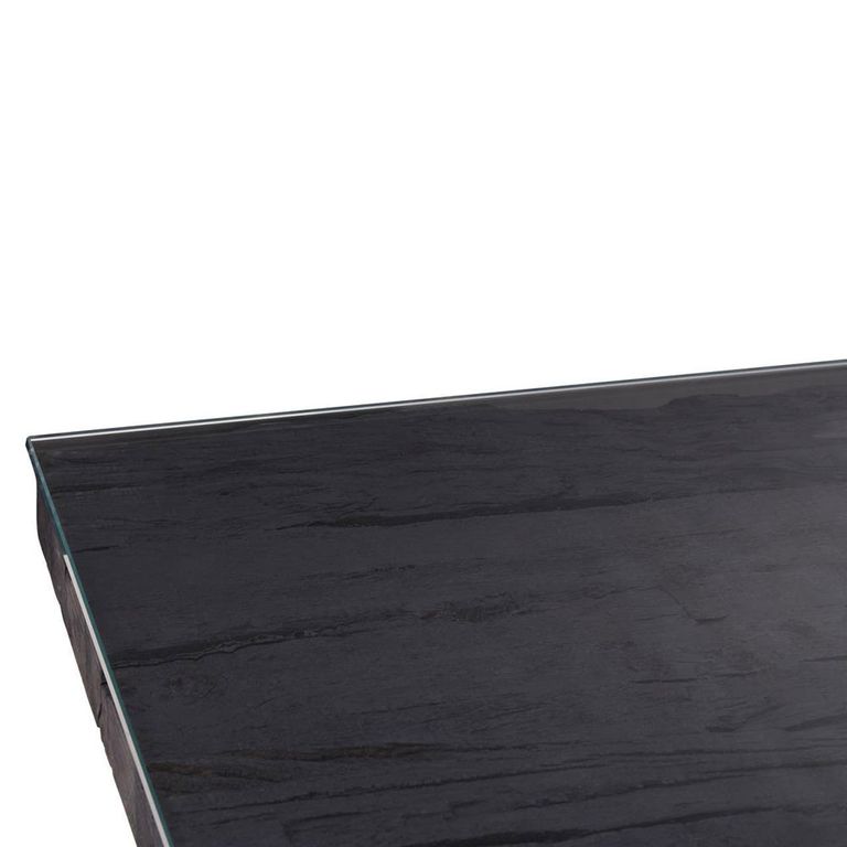 Kerala Coffee Table - Black Glass with Silver Base