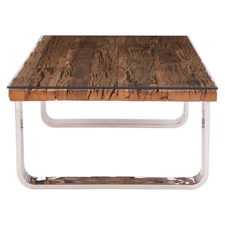 Kerala Coffee Table - Clear Glass with Silver Base