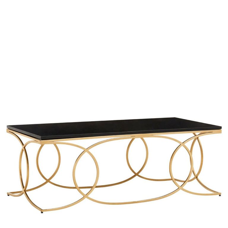 Kia Coffee Table - Black Marble with Gold Metal