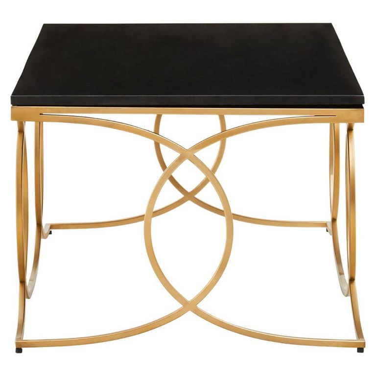 Kia Coffee Table - Black Marble with Gold Metal