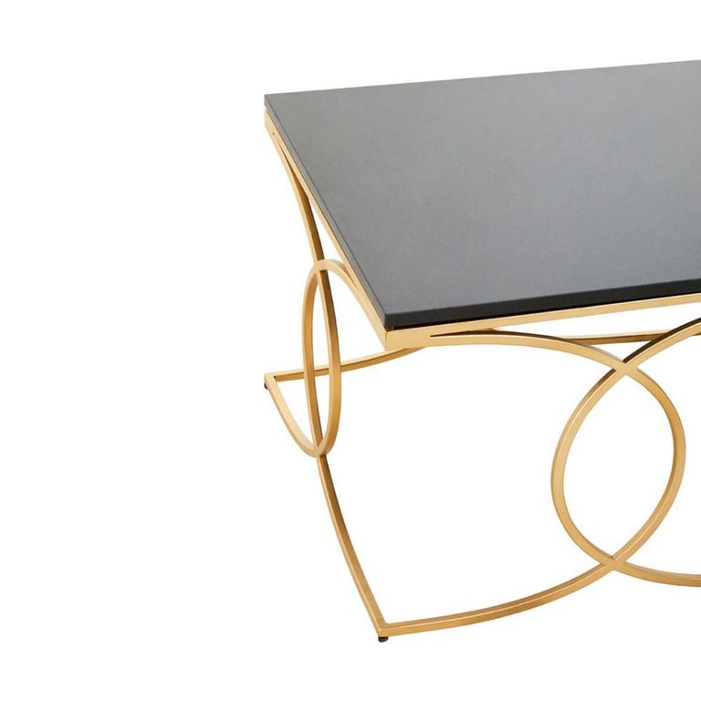Kia Coffee Table - Black Marble with Gold Metal
