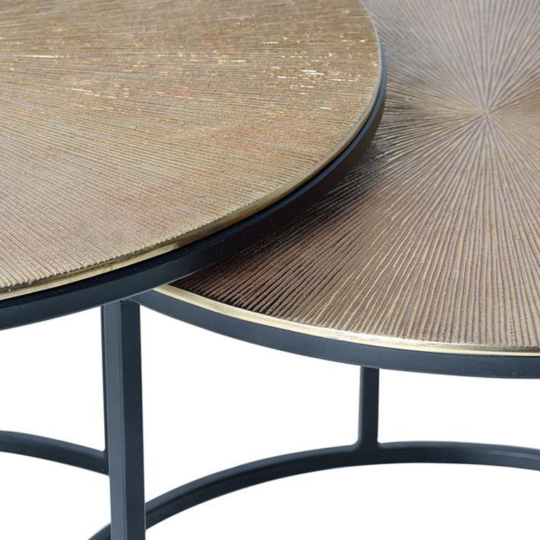 Kingalamila Coffee Table - Bronze Metal - Round - Set of 2