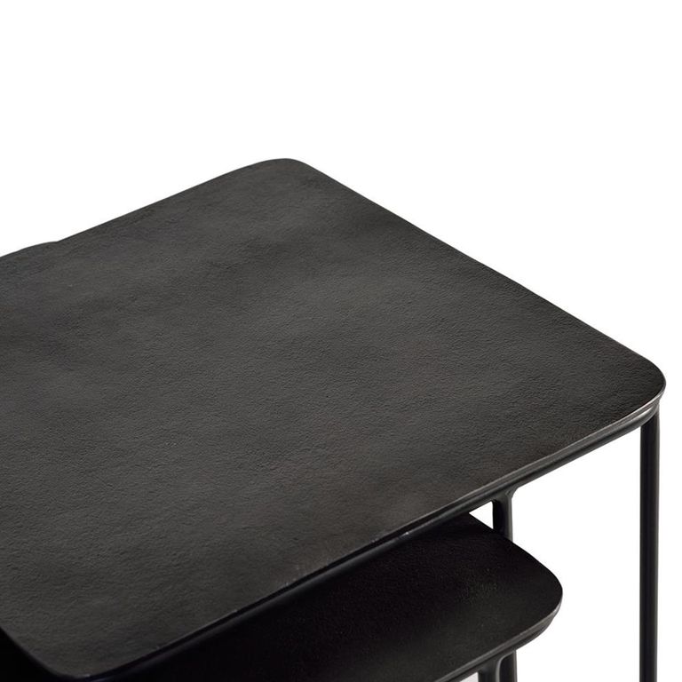 Kingalamila Coffee Table - Grey Metal - Square - Set of 2